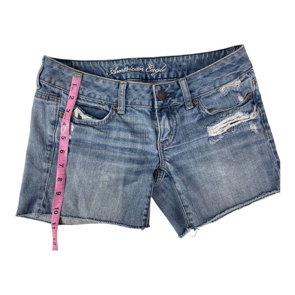 American Eagle Blue Jean Shorts Cutoffs Size 0 - Picture 4 of 6